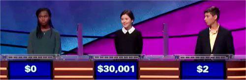 Final Jeopardy (11/16/2018) Audrey Satchivi, Emma Arnold, Rohan Kapileshwari