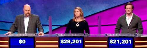 Final Jeopardy (12/7/2018) Dave Leffler, Staci Huffman, Nick Wawrykow