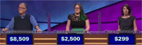Final Jeopardy (2/23/2018) Alan Harrison, Kate Tucci, Mary Kalemkerian