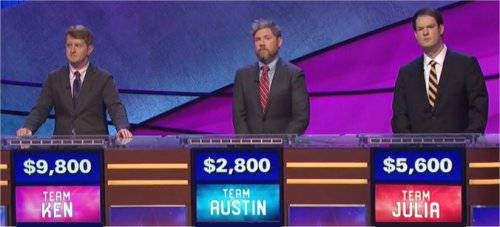Final Jeopardy (2/20/2019) Ken Jennings, Austin Rogers, Ben Ingram