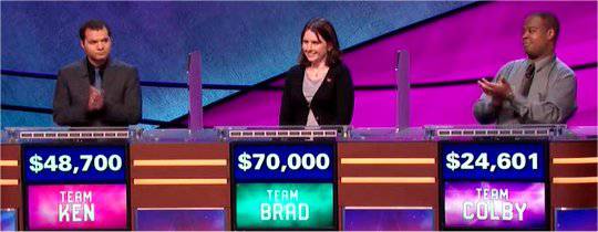 Final Jeopardy (3/5/2019) Colby Burnett, Matt Jackson, Larissa Kelly
