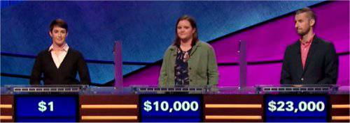 Final Jeopardy (10/1/2019) Laurel Lathrop, Abby Grubbs, Kevin Boettcher