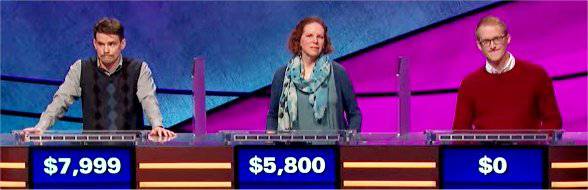 Final Jeopardy (7/11/2019) Sam Kavanaugh, Kirsten Rose, Steven Green