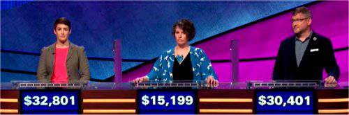 Final Jeopardy (9/30/2019) Laurel Lathrop, Jennifer Kinyak, Jason Marsden