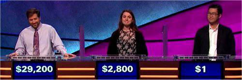 Final Jeopardy (9/9/2019) Jason Zuffranieri, Holly Palmer and Victor C. Li