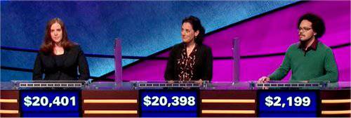 Final Jeopardy (1/1/2020) Karen Farrell, Val Marsden Fitzhugh, Shane Hopkin