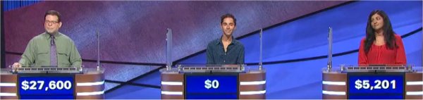 Final Jeopardy (10/9/2020) Kevin Walsh, Brian Semel, Sabreena Merchant