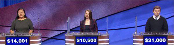 Final Jeopardy (12/15/2020) Valerie Castelo, Margaret de Larios, Brayden Smith