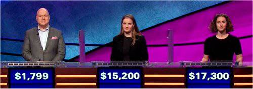 Final Jeopardy (2/13/2020) Josh Gruenberg, Meaghan Kaplan, Brooke MacKenzie