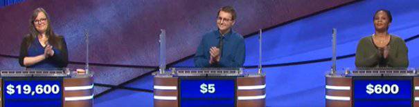 Final Jeopardy (9/22/2020) Dana Hill, Tyler Brill, Reshima Wilkinson