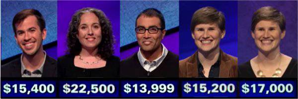 Jeopardy! champs, week of March 30, 2020