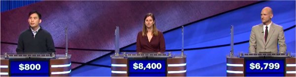 Final Jeopardy (3/31/2021) Bryce Hwang, Emily Seaman, Kevin Tanager