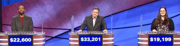 Final Jeopardy (2/19/2021) Alan Johnson, Sam Stapleton, Lauren Menke