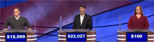 Final Jeopardy (2/23/2021) Sam Stapleton, Aaron Craig, Frances Kriegh