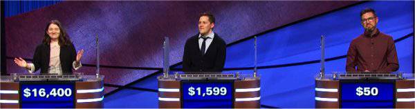 Final Jeopardy (3/18/2021) Morgan Briles, Matt Walks, Garron Telep