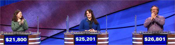 Final Jeopardy (3/19/2021) Morgan Briles, Jilana Rose-Silverberg, Nick Cascone