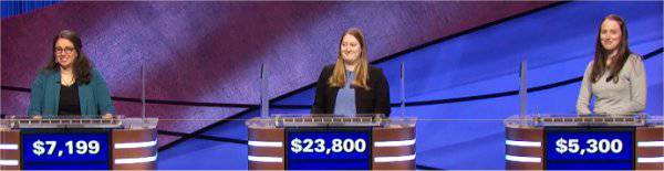 Final Jeopardy (5/7/2021) Jamie Logan, Juliet Mayer, Sara Biegler