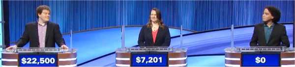 Final Jeopardy (10/12/2021) Jonathan Fisher, Brittany Iburg, Robinson-Gissette Cruz