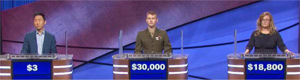 Final Jeopardy (7/14/2021) Tim Moon, Tyler Vandenberg, Angela Gelineau