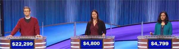 Final Jeopardy (9/29/2022) David Sibley, Moira Smith, Sonalee Rau