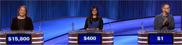 Final Jeopardy (1/10/2022) Amy Schneider, Jenni Govea, David Petersen