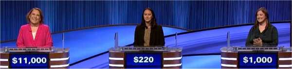 Final Jeopardy (1/12/2022) Amy Schneider, Emma Shirato Almon, Ally Bove