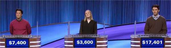 Final Jeopardy (2/18/2022) Matt Takimoto, Bridget Kranz, Carter Lockwood