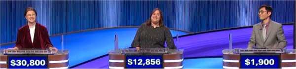 Final Jeopardy (4/12/2022) Mattea Roach, Leah Q. Pence, Zhe Lu