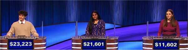 Final Jeopardy (2/23/2023) Justin Bolsen, Shriya Yarlagadda, Teagan O'Sullivan