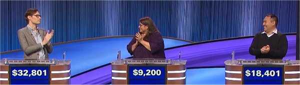 Final Jeopardy (1/25/2023) Troy Meyer, Kristina Zimmerman, David Maes