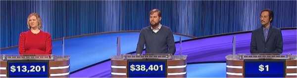 Final Jeopardy (2/15/2023) Kendra Westerhaus, Stephen Webb, Jason Carpenter
