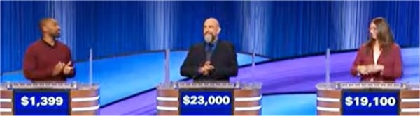 Final Jeopardy (11/10/2023) Alan Johnson, Dennis Chase, Kate Lazo