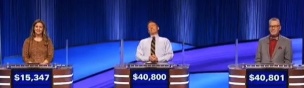 Final Jeopardy (11/13/2023) Emily Fiasco, Stuart Crane, Fred Nelson
