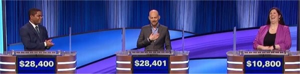 Final Jeopardy (7/18/2023) Daniel Moore, David Bederman, Chelsea Watt