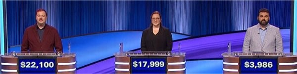 Final Jeopardy (7/27/2023) Lucas Partridge, Alicia Schaffer, Zach Razavi