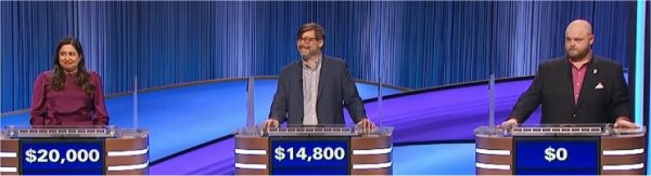 Final Jeopardy (2/1/2024) Juveria Zaheer, Andy Tirrell, Michael Menkhus