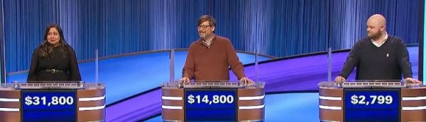 Final Jeopardy (2/2/2024) Juveria Zaheer, Andy Tirrell, Michael Menkhus
