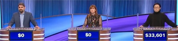 Final Jeopardy (3/20/2024) Dan Pawson, Pam Mueller, Andrew He