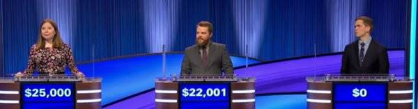 Final Jeopardy (2/4/2025) Adriana Harmeyer, Ryan Manton, Will Wallace