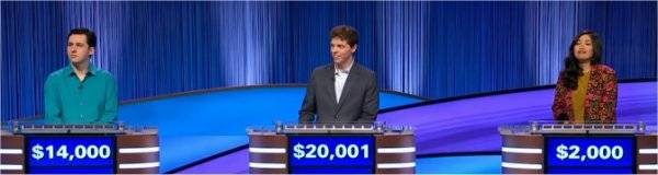 Final Jeopardy (6/27/2025) Rocco Graziano, Klay Frappier, Michelle Arguelles
