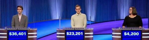 Final Jeopardy Results for Tuesday, July 8, 2025 Final Jeopardy (7/8/2025) Scott Riccardi, Dan Puma, Elise Canup