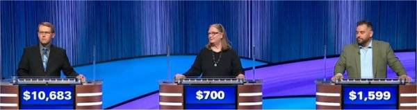 Final Jeopardy Results for Tuesday, September 23, 2025 Final Jeopardy (9/23/2025) Steven Olson, Hester Bass, Justin Ames