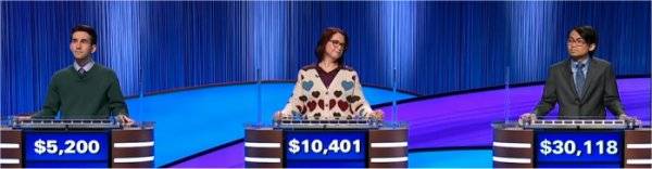 Final Jeopardy Results for Friday, January 30, 2026 Final Jeopardy (1/30/2026) Scott Riccardi, Laura Faddah, Paolo Pasco