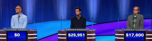 Final Jeopardy Results for Friday, January 9, 2026 Final Jeopardy (1/9/2026) James Corson, Ryan Sharpe, Ian Morrison