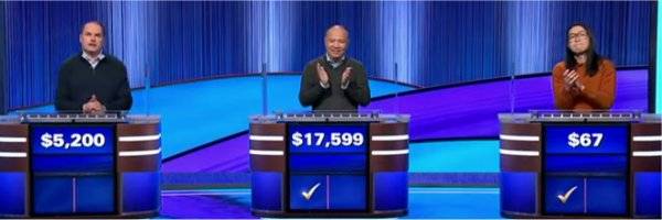 Final Jeopardy Results for Thursday, February 19, 2026 Final Jeopardy (2/19/2026) Roger Craig, Long Nguyen, Andrew He