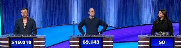 Final Jeopardy Results for Friday, March 27, 2026 Final Jeopardy (3/27/2026) Jamie Ding, Brent Wilson, Tanya Iyer