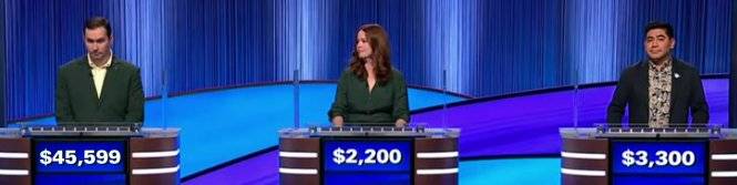 Final Jeopardy Results for Monday, March 9, 2026 Final Jeopardy (3/9/2026) James Denison, Katie Hoppenjans, Jonathan Rosales
