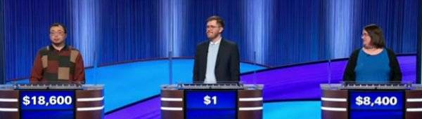 Final Jeopardy Results for Monday, April 13, 2026 Final Jeopardy (4/13/2026) Jamie Ding, Erik Bubolz, Catherine Hoffman