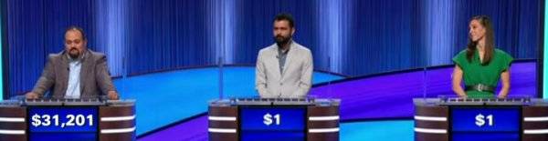 Final Jeopardy Results for Monday, June 8, 2026 Final Jeopardy (6/8/2026) Peter McFerrin, Alejandro Sobalvarro, Kaylea Bowers