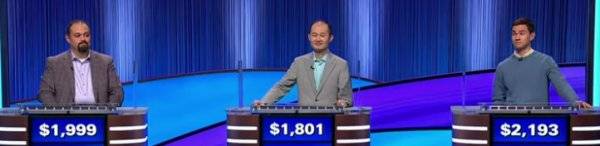 Final Jeopardy Results for Tuesday, June 9, 2026 Final Jeopardy (6/9/2026) Peter McFerrin, Wilson Li, Dan Laine